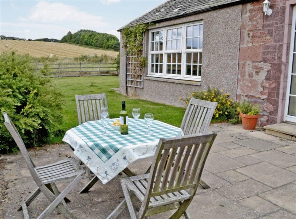 Sitting-out-area at Osprey Cottage in Meigle, Perthshire., Great Britain