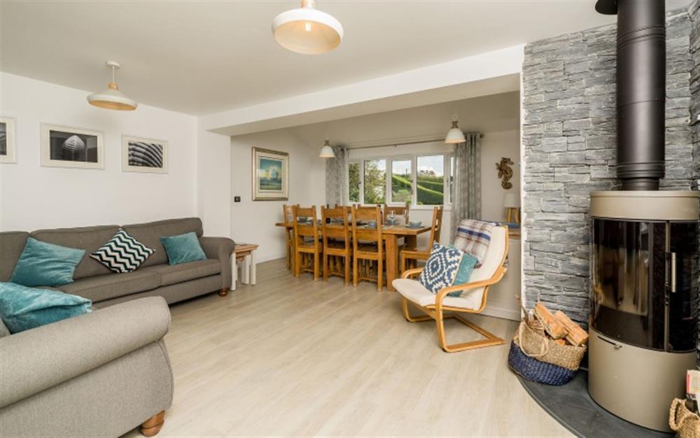The open plan living area at Osprey in Hope Cove