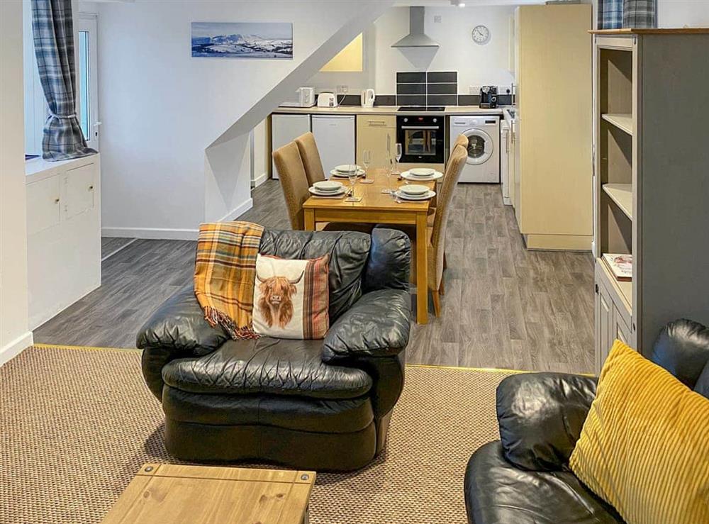 Open plan living space at Otterburn 1 in Melvaig, Ross-Shire