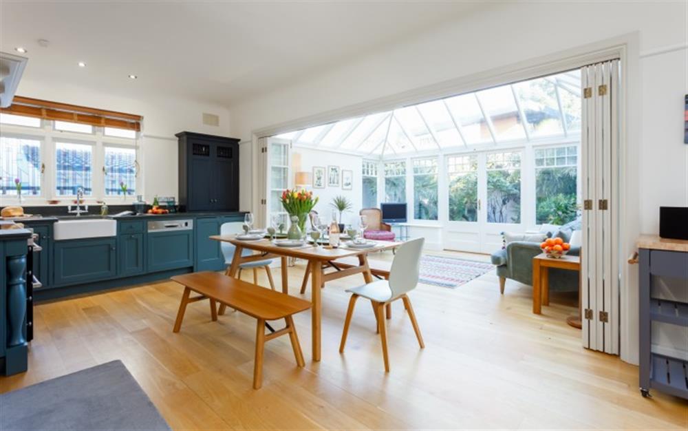 Spacious Kitchen/Diner leading to garden room at Outspan in Sandbanks