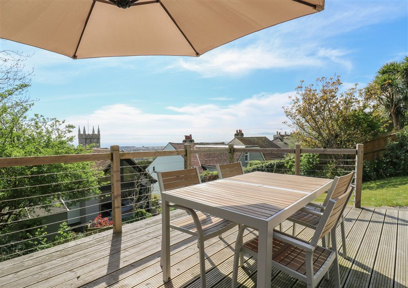 Enjoy a cup of tea on the patio at Overchurch, Hythe