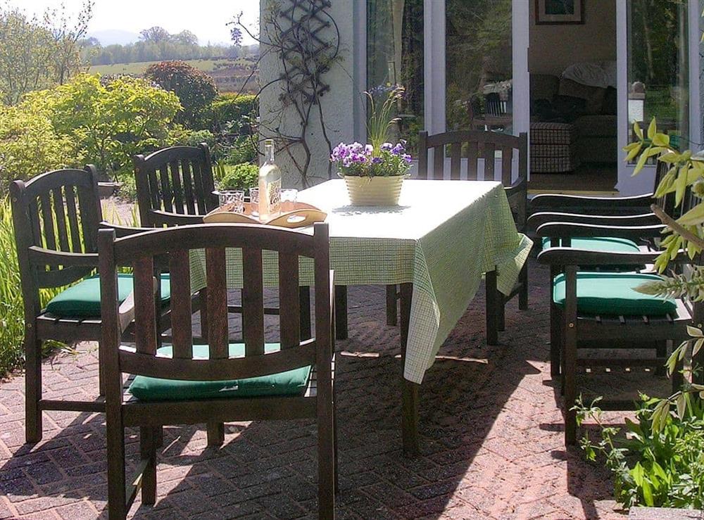 Glorious sunny patio with table and chairs