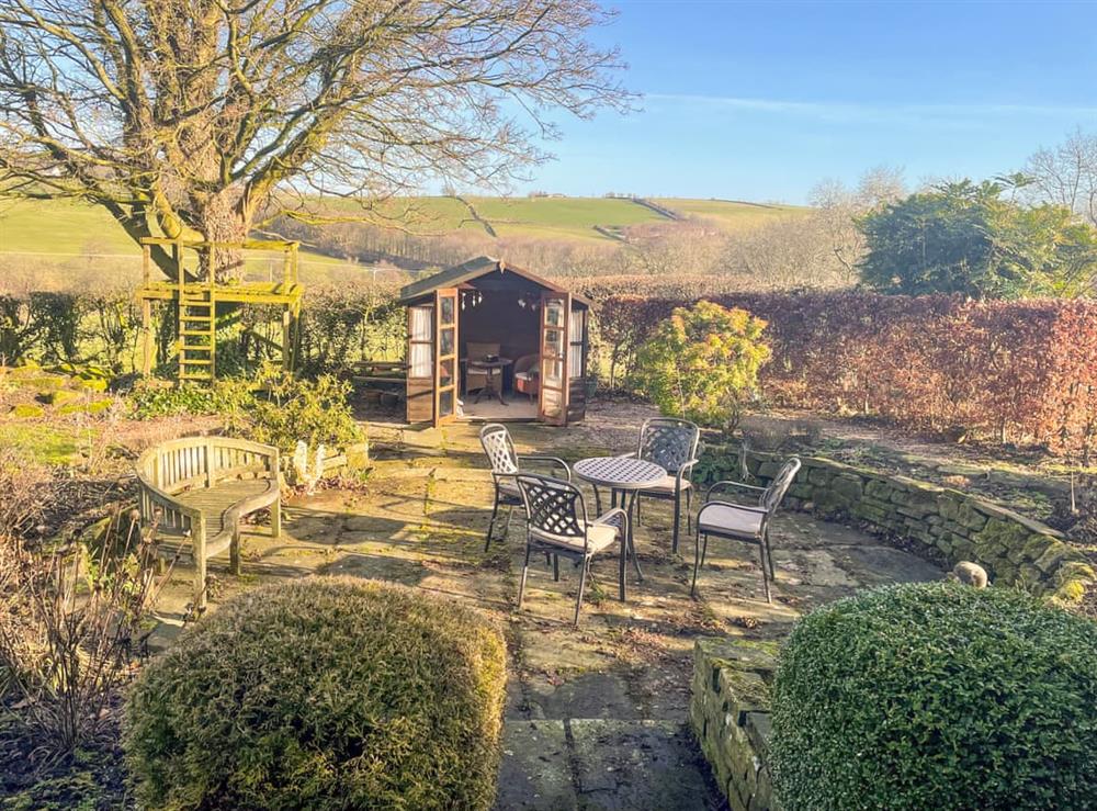 Guests garden area at Owl Cotes Cottage in Cowling, near Skipton, West Yorkshire