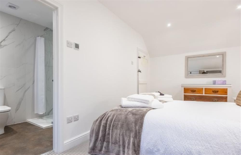 Master bedroom through to en-suite at Owl Cottage, Great Snoring near Fakenham