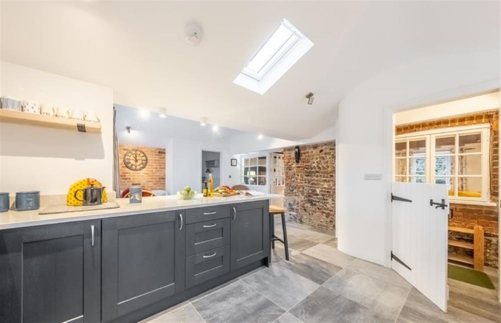 The extension featuring a smart, modern kitchen at Owl Cottage, Great Snoring near Fakenham