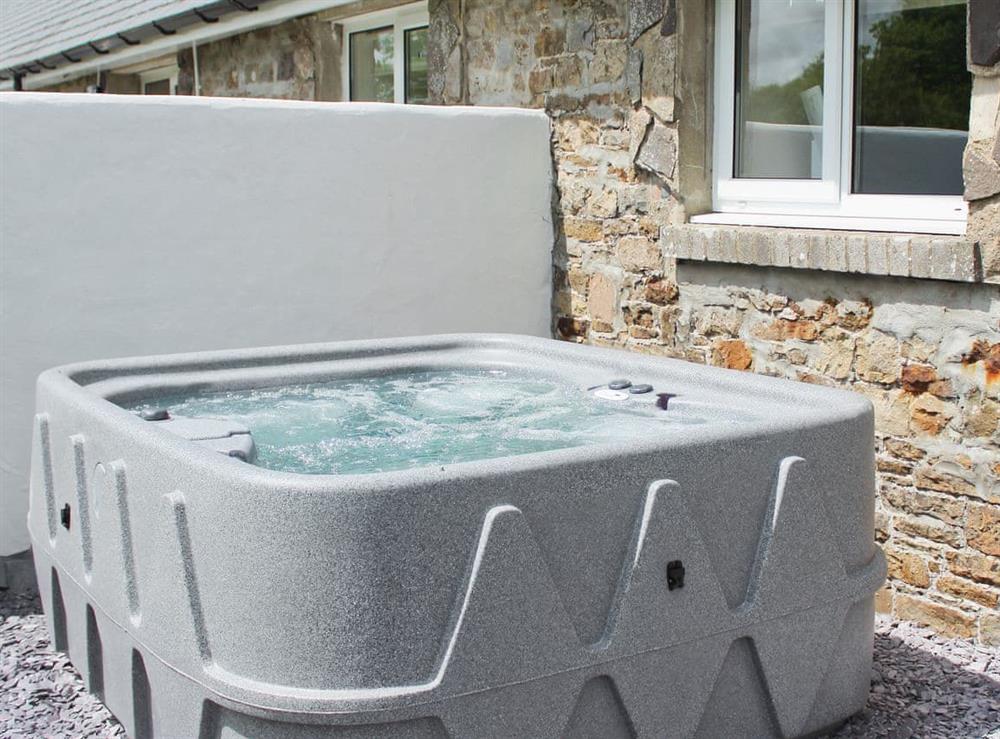 Relaxing hot tub at Owl Cottage in Llandeilo, Dyfed