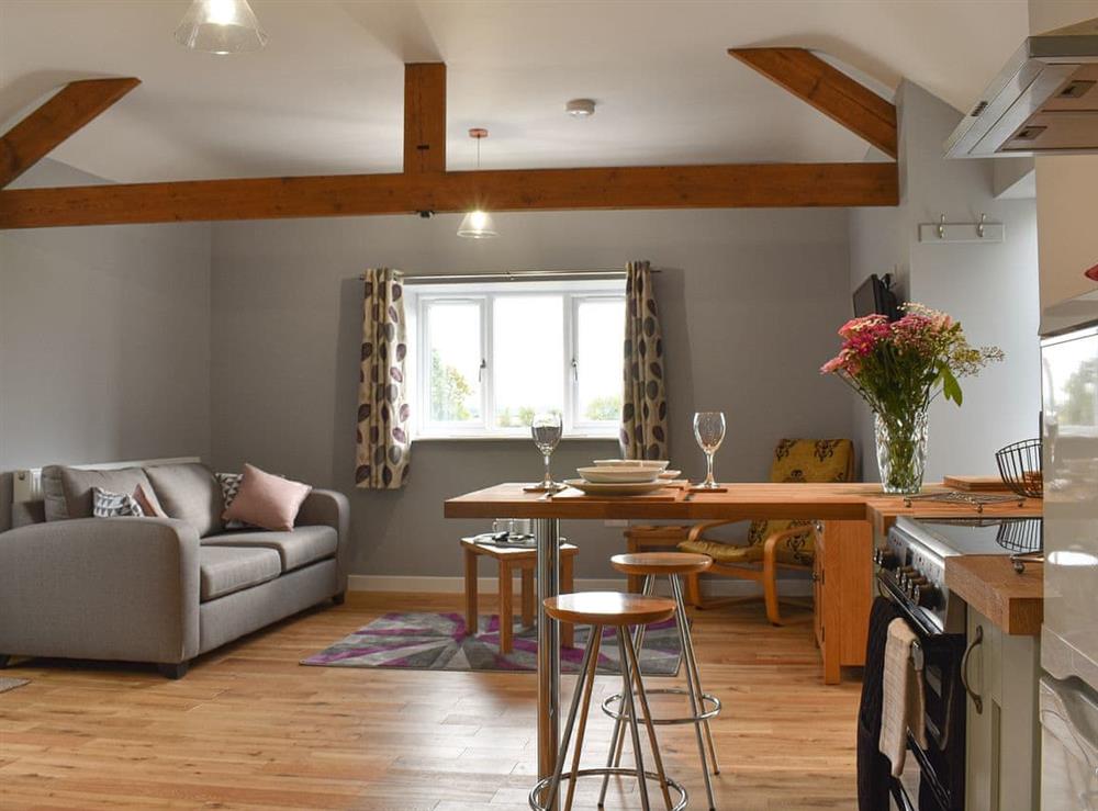 Open plan living space at Owl Cottage in Low Marishes, near Pickering, North Yorkshire