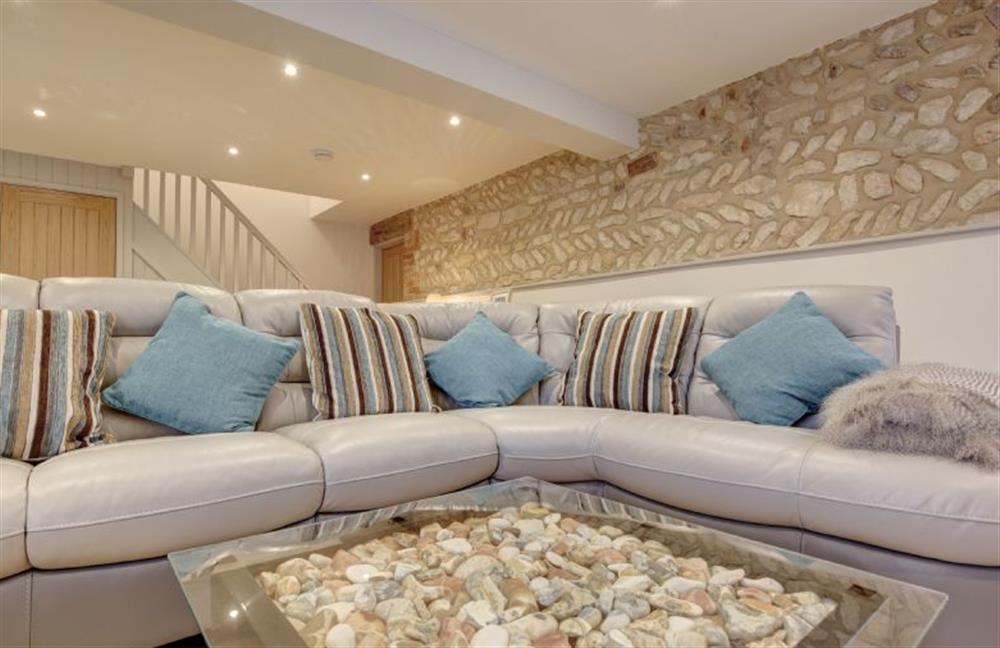 Ground floor: Luxurious leather corner sofa at Owlets at Mulberry Barn, Heacham near Kings Lynn