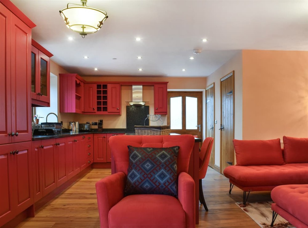 Open plan living space at Pabi in Nansidyll, Dyfed