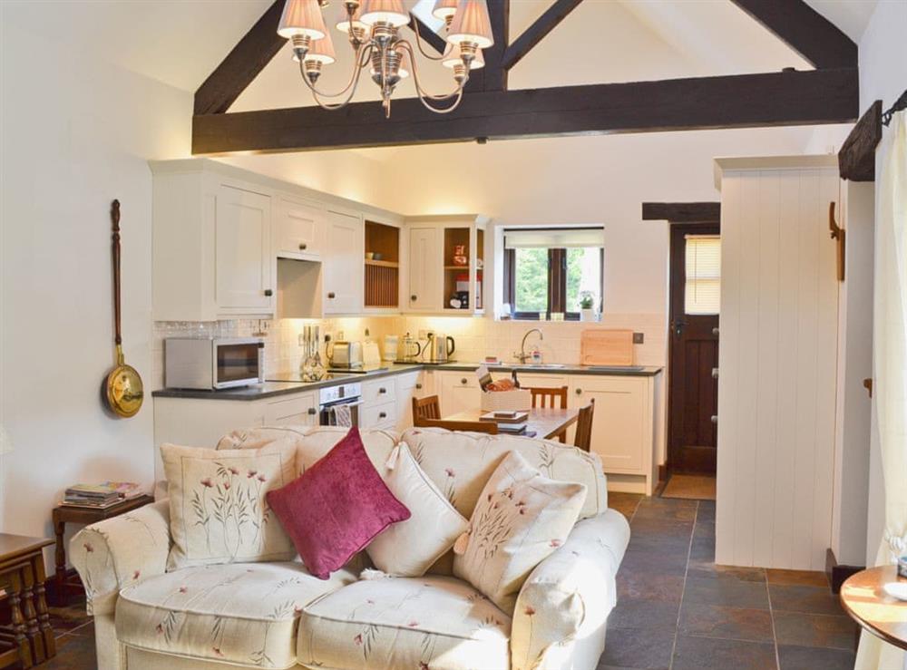 Open plan living/dining room/kitchen at Paper Mill Cottage in Sutton-under-Whitestonecliffe, near Thirsk, North Yorkshire