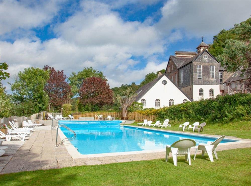 Outdoor pool at Papermaker’s Cottage in Bow Creek, Nr Totnes, South Devon., Great Britain