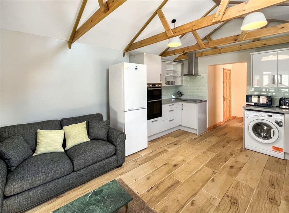 Open plan living space at Parade Annex in Greatstone, near Dungeness, Kent