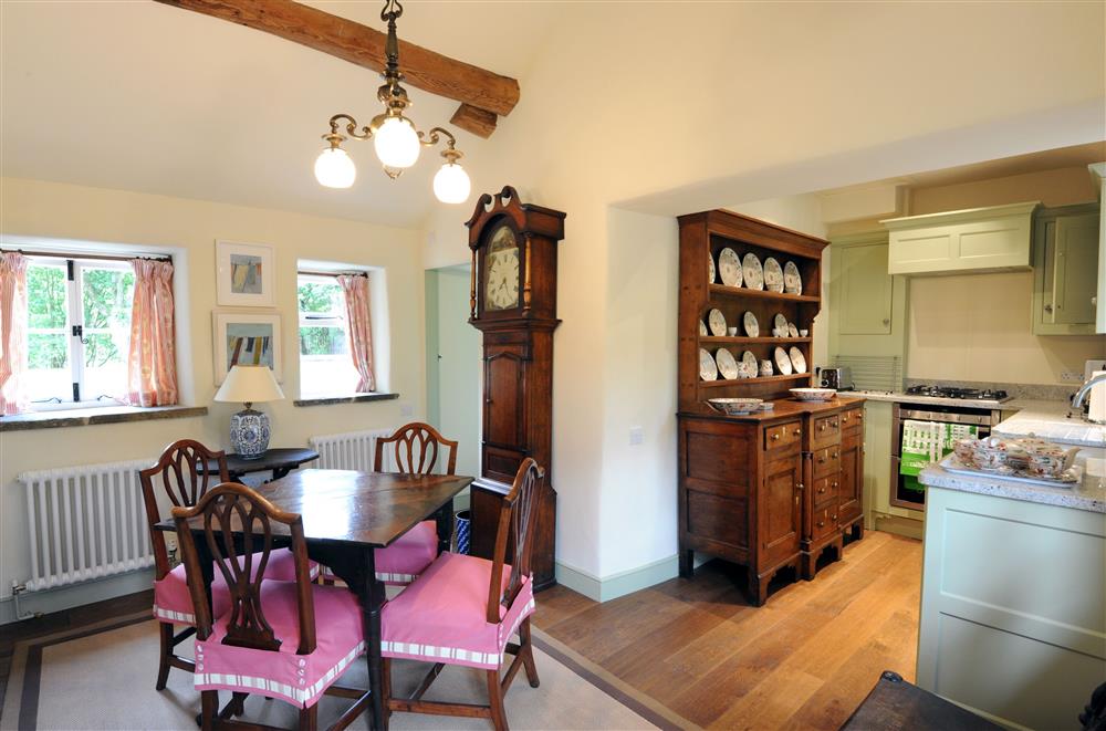 The open-plan, well-equipped kitchen and dining area at Park Cottage, Chatsworth Estate, Baslow, Nr Bakewell