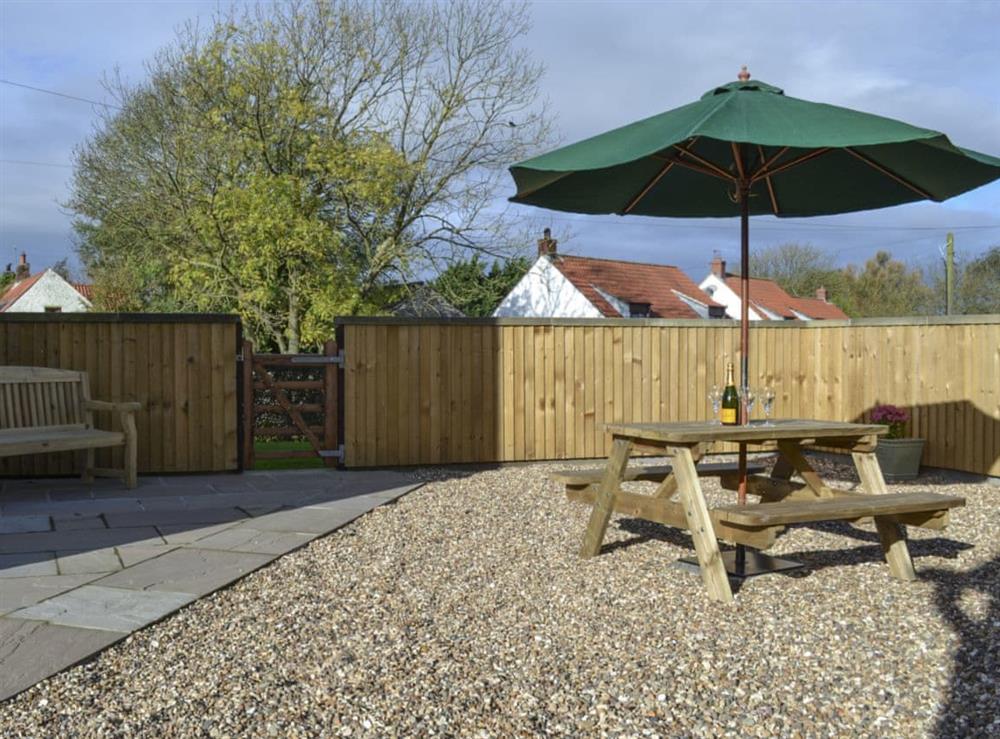 Sitting out area at Park Farm Cottage in Flixton, near Filey, North Yorkshire