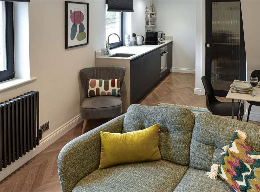 Open plan living space at Park Row Apartment in Knaresborough, North Yorkshire