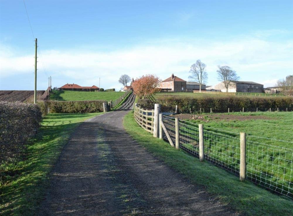 Road leading to property at Pasture House in Primrose Valley, near Filey, North Yorkshire