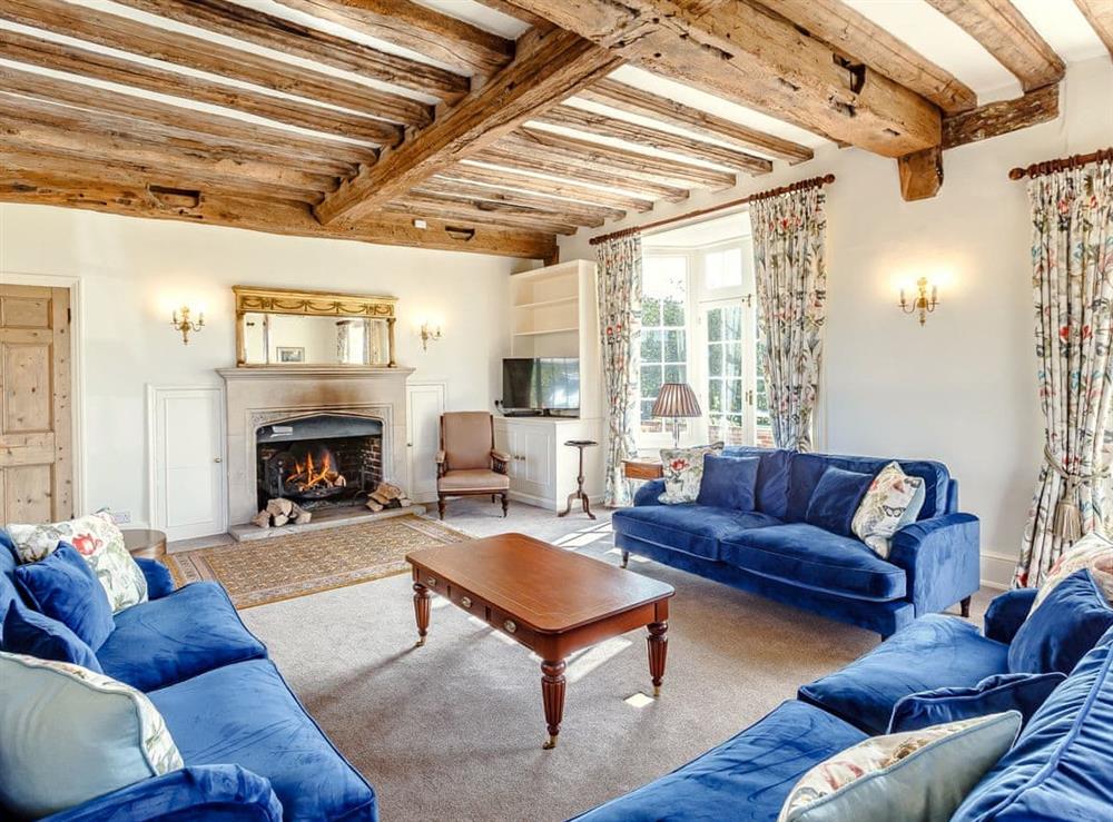 Living room at Pattiswick Hall in Pattiswick, near Coggeshall, Essex