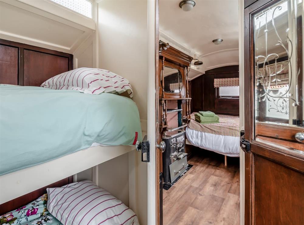 Bunk Bedroom in the Showman’s Wagon at Peaceful Travelers Rest in Marshchaple, near Louth, Lincolnshire