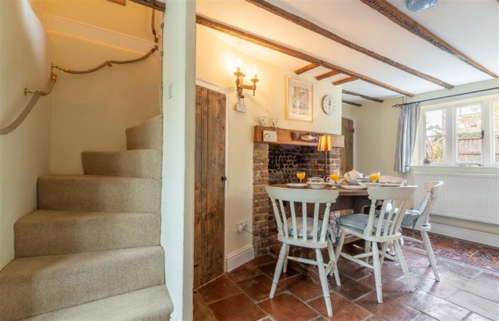 From the kitchen a stairway leads to the first floor at Pear Tree Cottage, Blakeney near Holt