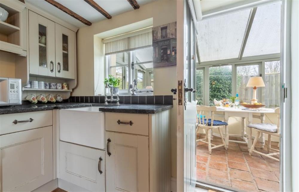 From the kitchen to the conservatory at Pear Tree Cottage, Blakeney near Holt