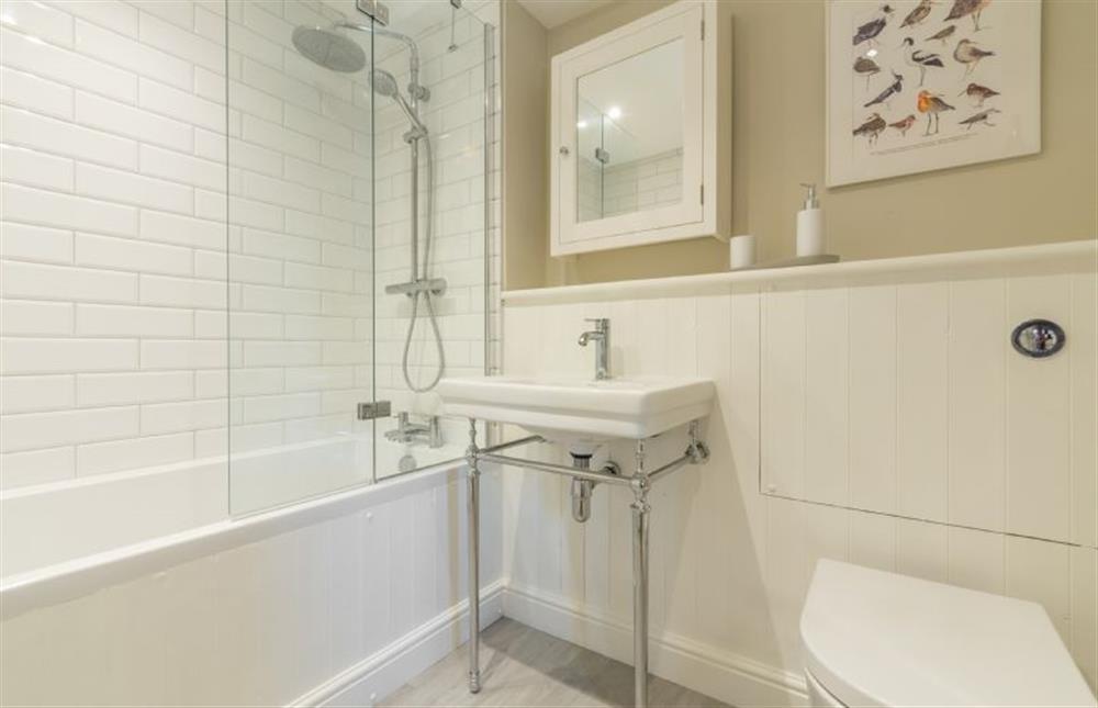 First floor: Bathroom with shower over at Pear Tree Cottage, Holme-next-the-Sea near Hunstanton