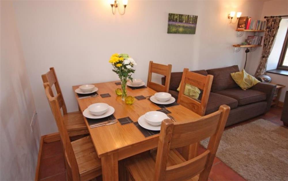 The dining area at Pear Tree Cottage in Honiton