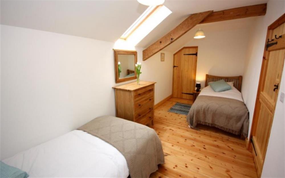 The twin bedroom at Pear Tree Cottage in Honiton
