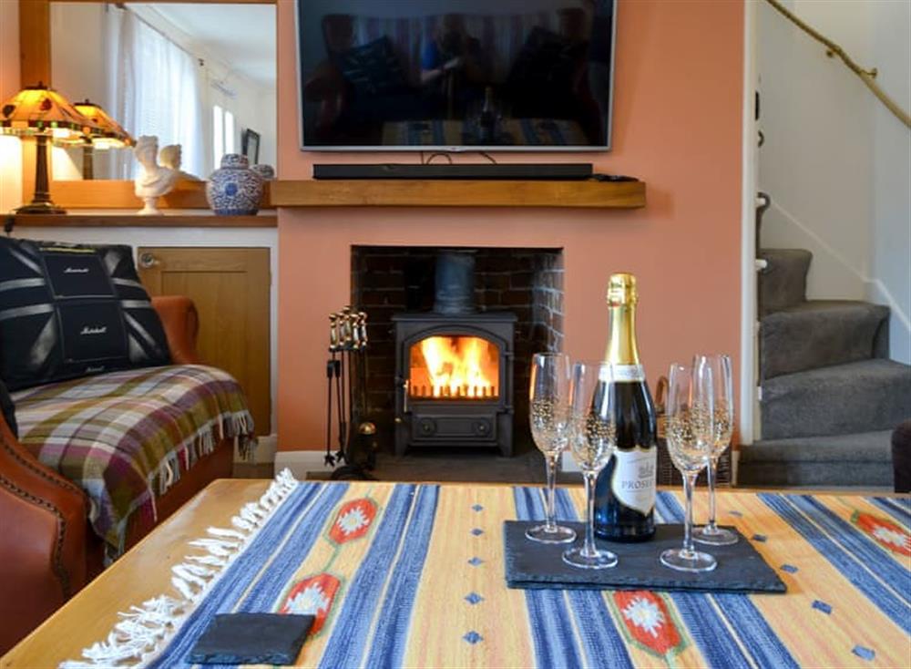 Cosy living room with wood burner (photo 2) at Pebble Cottage in Caister-on-Sea, Norfolk