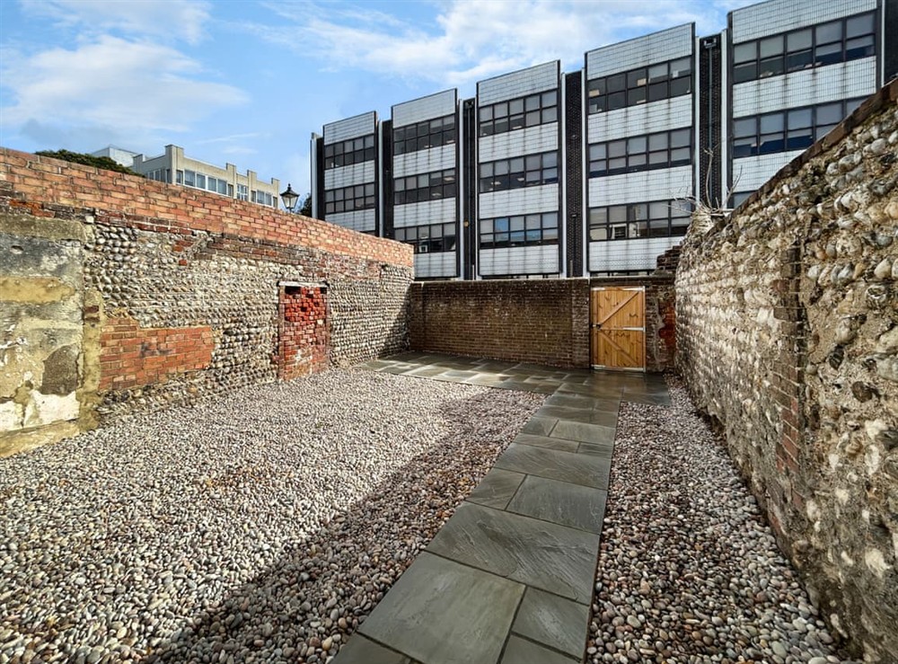 Patio at Pebble Hideaway in Worthing, West Sussex