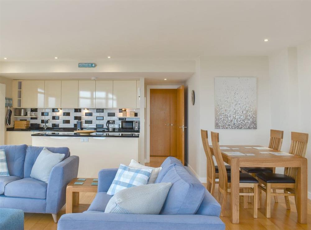 Well presented open plan living space at Pebbles, Horizon View in Westward Ho!, Devon