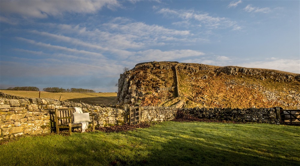 The enclosed back garden at Peel Cottage in Hexham, Northumberland
