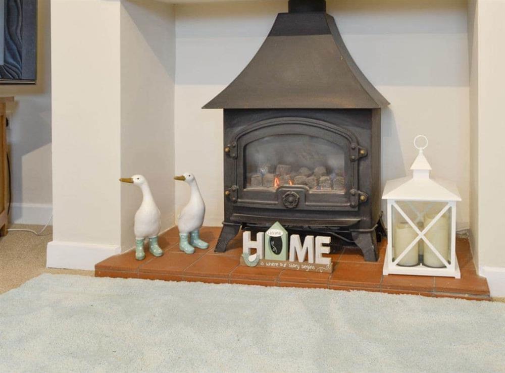 Warming gas wood burner style fire in living room at Pen Y Frith in Prestatyn, Clwyd