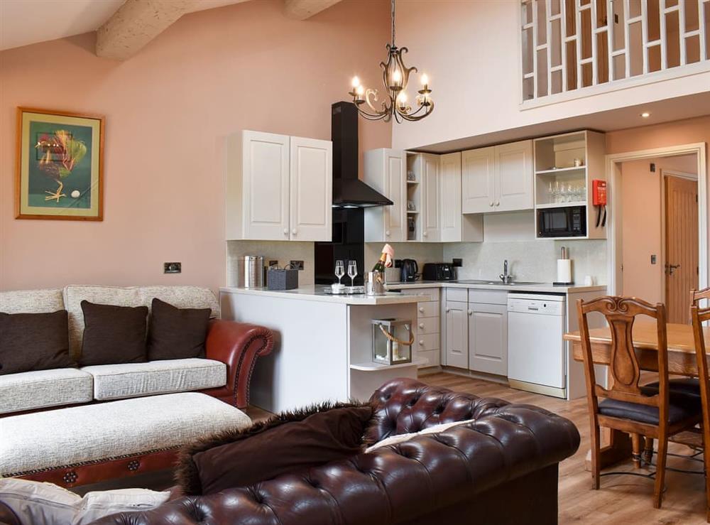 Open plan living space at Pendle Holiday Cottages- Roosters Rest in Barley, near Clitheroe, Lancashire
