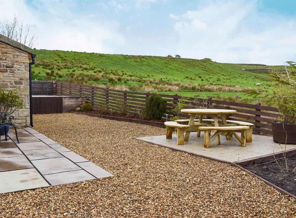 Sitting-out-area at Pendle Holiday Cottages- Roosters Rest in Barley, near Clitheroe, Lancashire