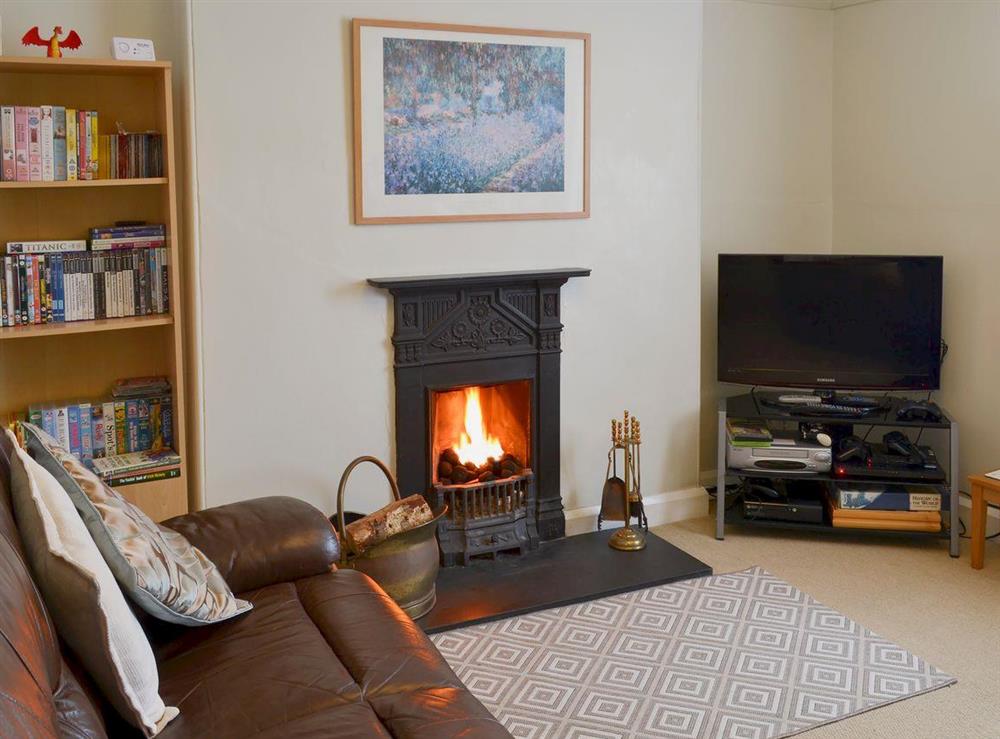 Living room at Pendragon Cottage in Tregatta, near Tintagel, Cornwall