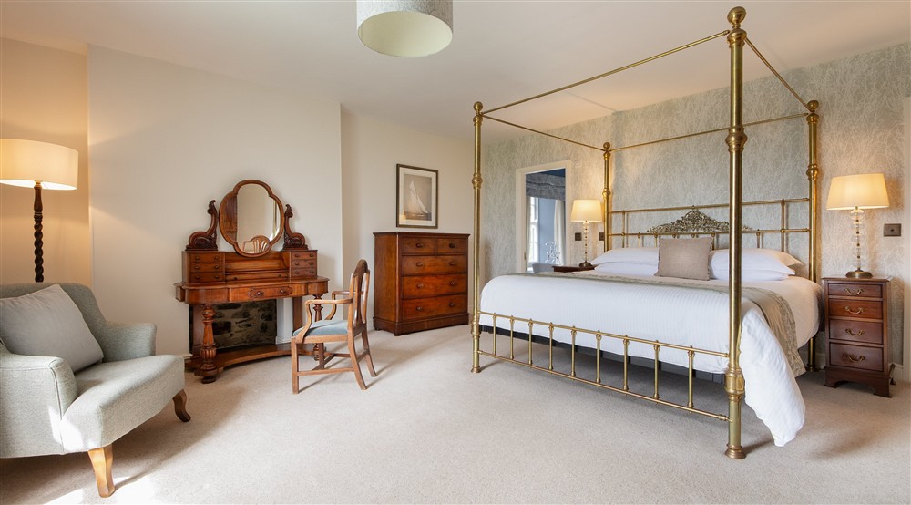 The first double bedroom at Pengirt in Polzeath, Cornwall