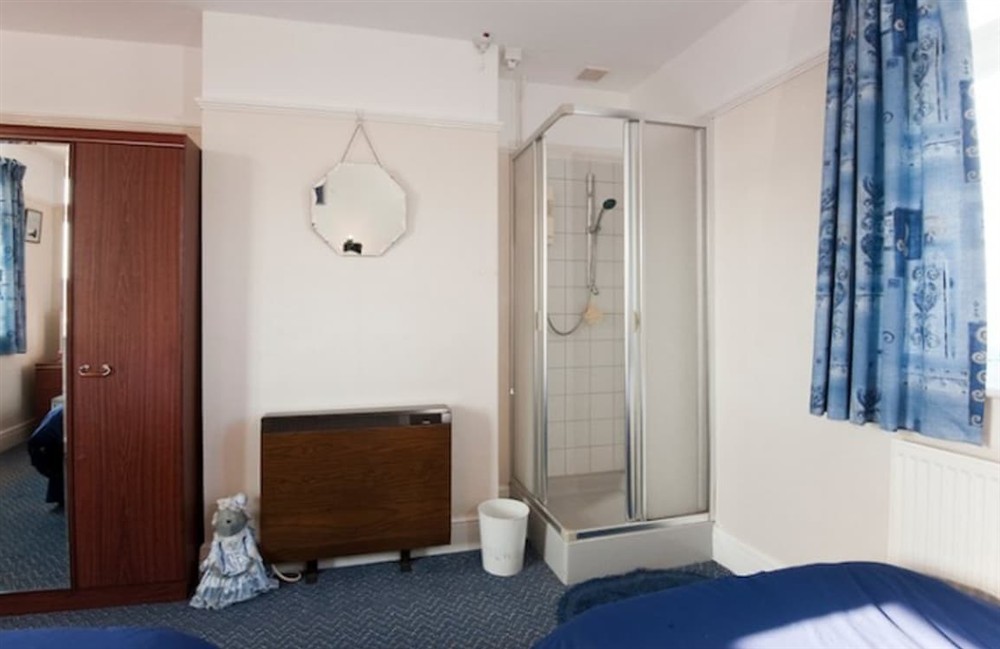Shower room at Penhalt Farm Apartment in Widemouth Bay, Cornwall