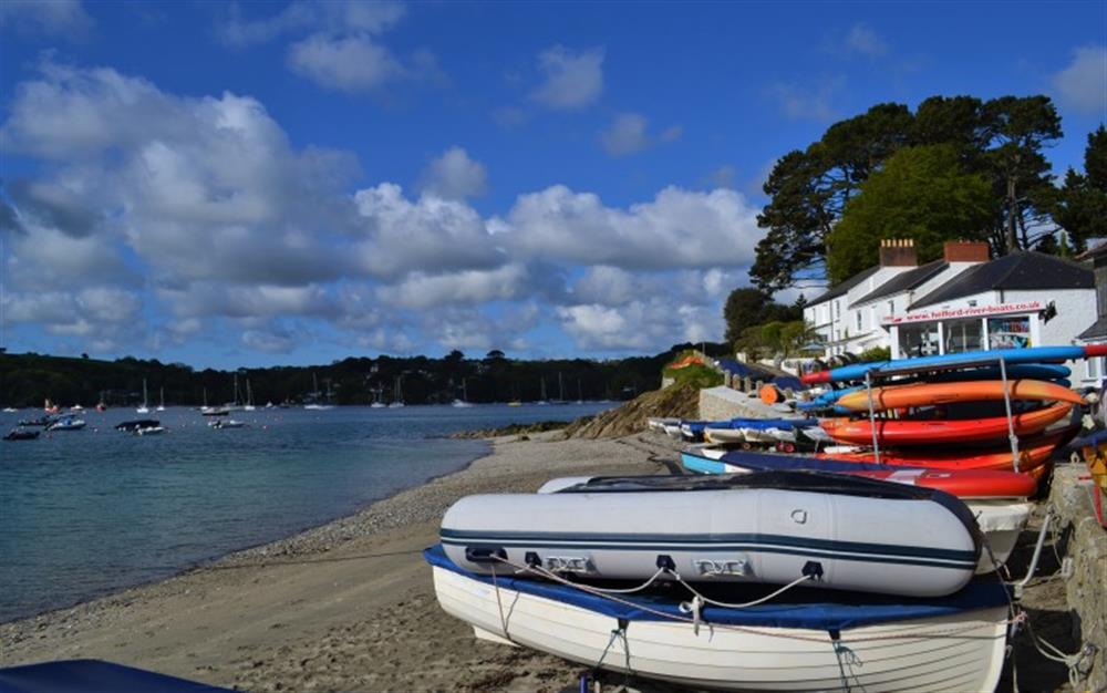 Boats on the beach at Helford Passage at Penmorva in Helford Passage