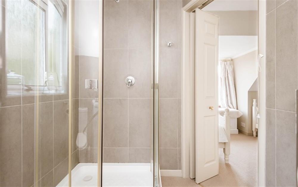En-suite shower room, accessed from the twin room. at Penmorva in Helford Passage