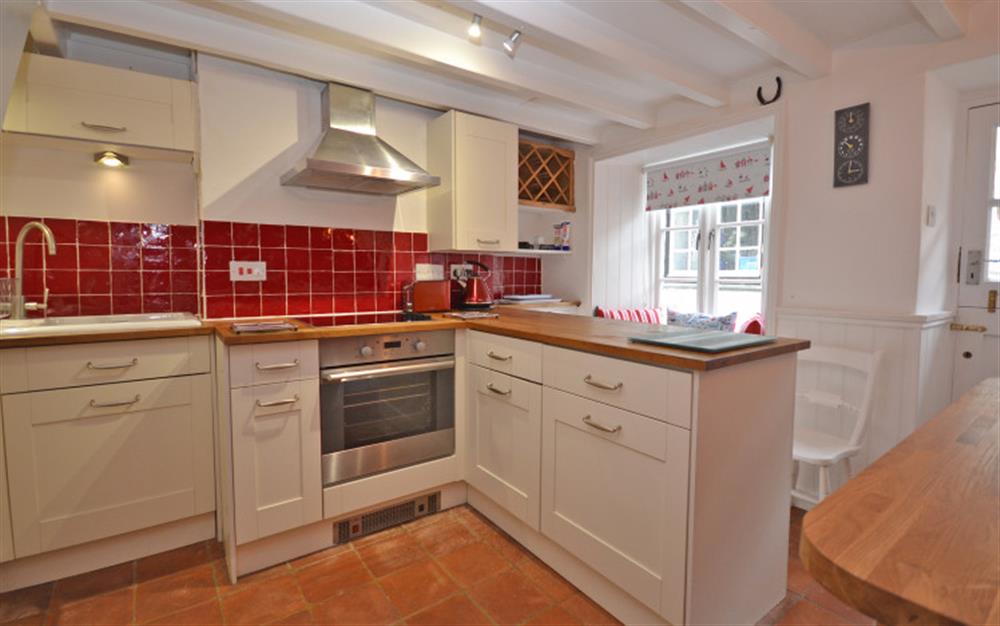 This is the kitchen at Penny Cottage in Polperro