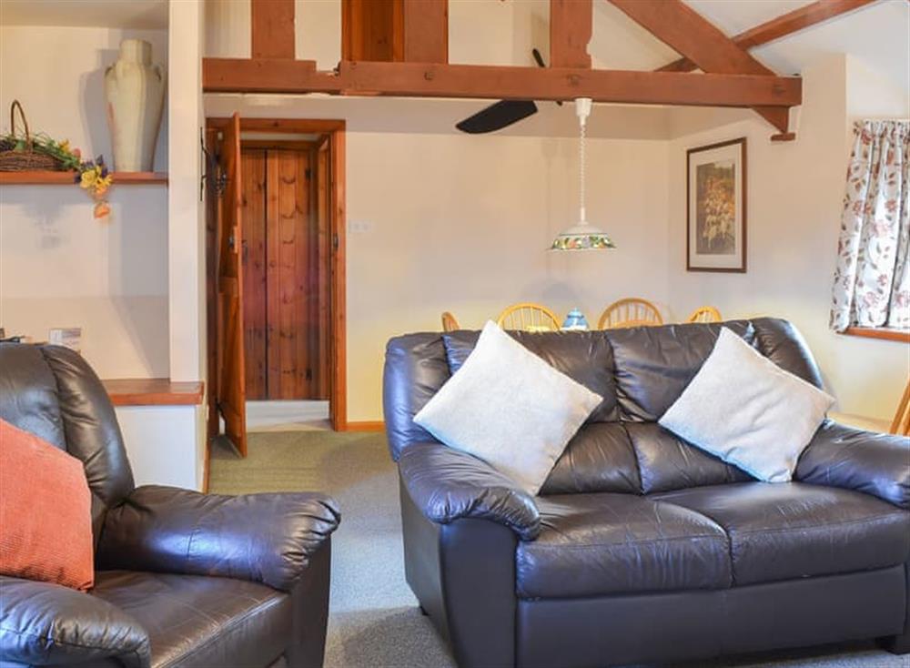 High ceiling revealing exposed beams at Penny Farthing in Trewellard, near Penzance, Cornwall