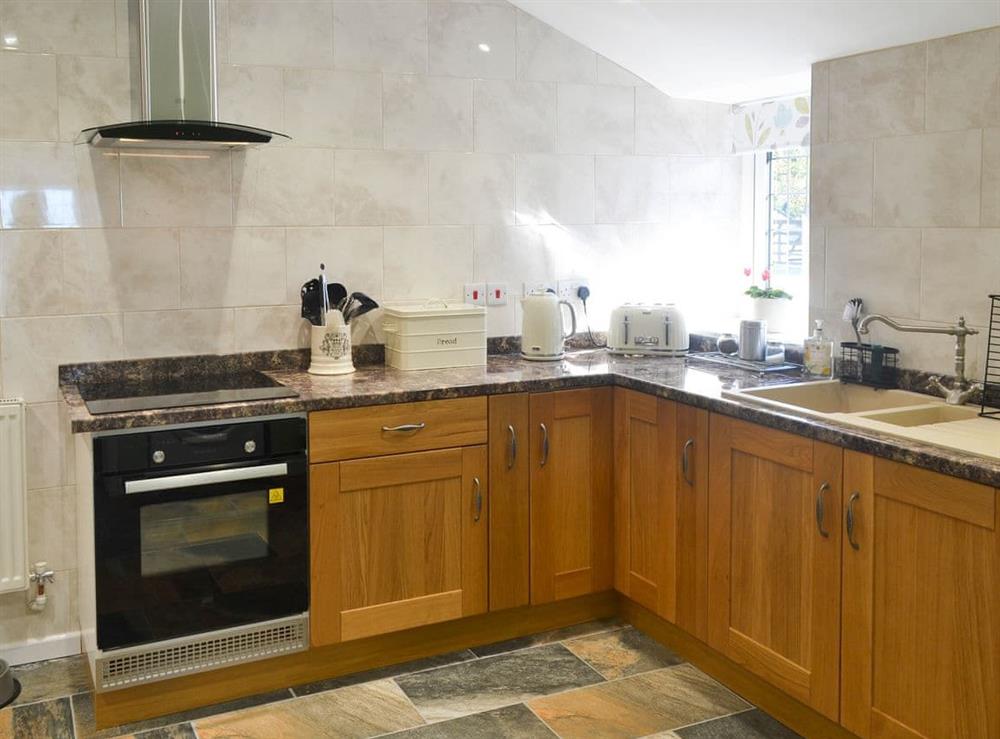 Modern fitted kitchen at Penrhos Bach in Carmel, near Llangefni, Anglesey, Gwynedd