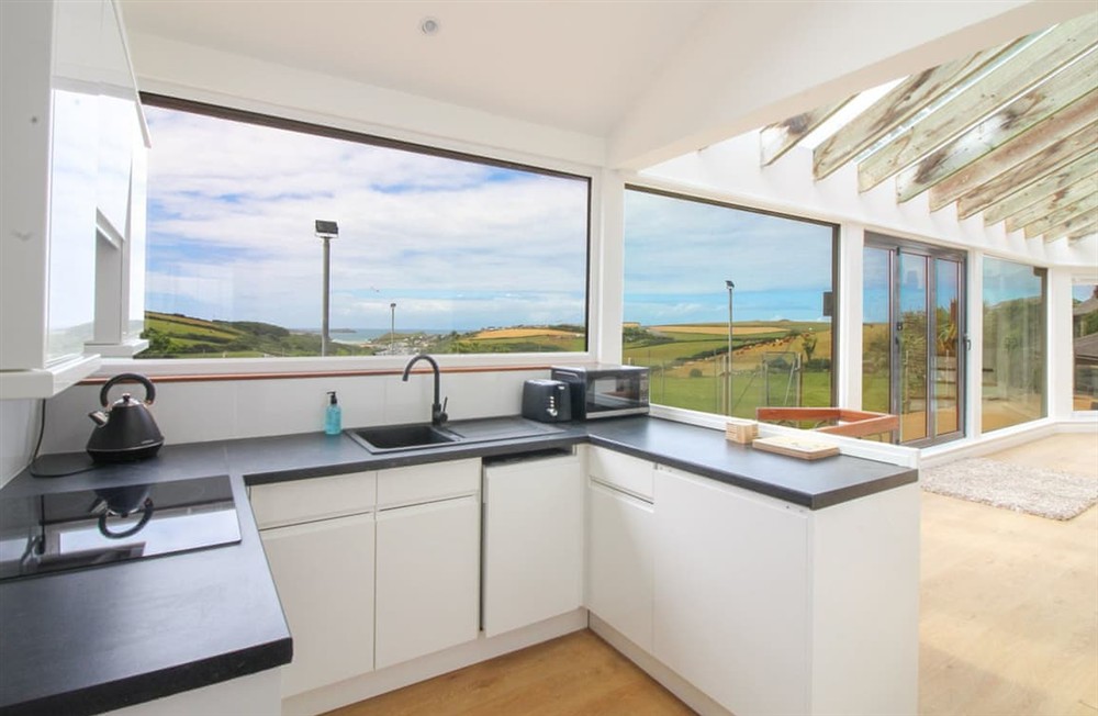 Living area at Penrose Lodge in Newquay, Cornwall