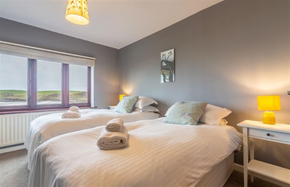 Pentewan, Cornwall: Bedroom two with twin 3ft single beds and breath-taking views at Pentewan, Polzeath