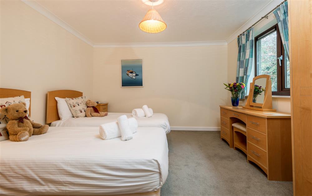 The fourth bedroom is a twin room and comes compete with fluffy teddies for the children to cuddle! at Penthouse in Maenporth