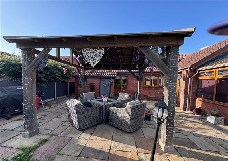 The patio at Pentre Country Studio, near Chirk