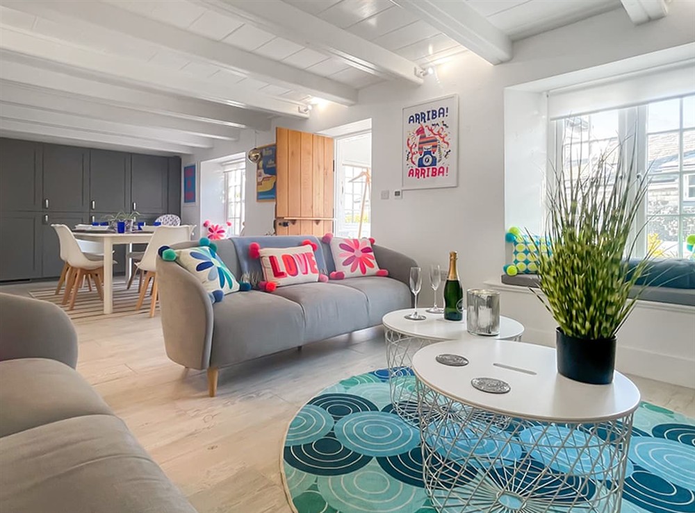Open plan living space at Penty Lowen in St Mawes, Cornwall