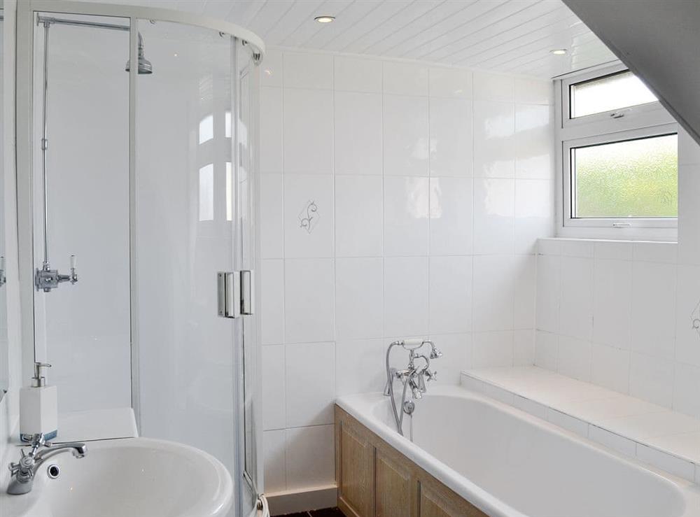 Bathroom with separate shower cubicle at Penwig Isaf in New Quay, Ceredigion, Dyfed