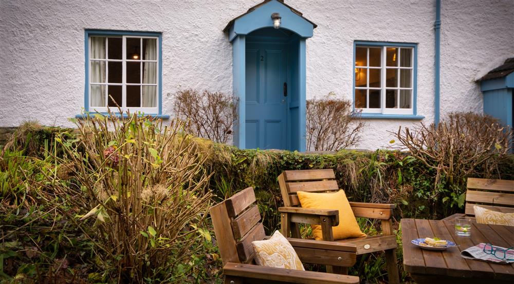 The outdoor seating area at Peppercombe Coastguard Cottage 2 in Nr. Bideford, Devon