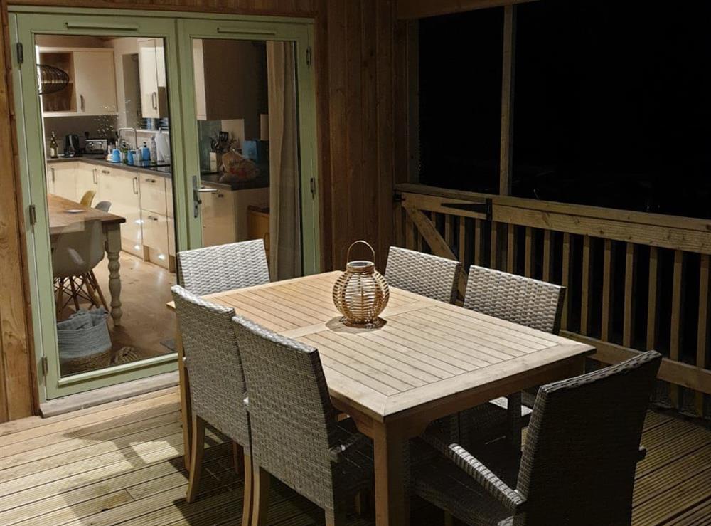 Outdoor dining at Peregrine Lodge in St Columb, near Padstow, Cornwall